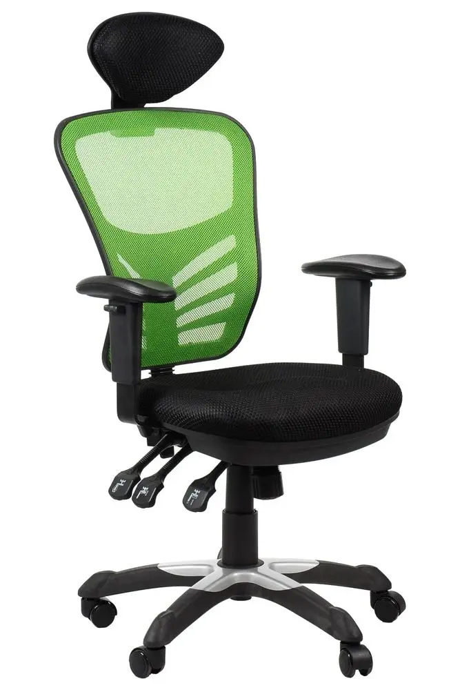 STEMA Otočná kancelárska stolička HG-0001H, nylonová základňa, nastaviteľné sedadlo (uhol), nastaviteľné operadlo (hore-dole), čierna/zelená